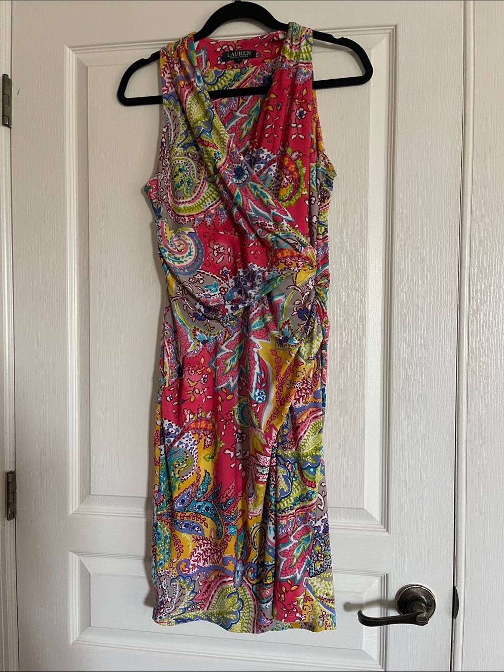 Lauren Ralph Lauren Pink Paisley Midi Dress with Multicolor Print